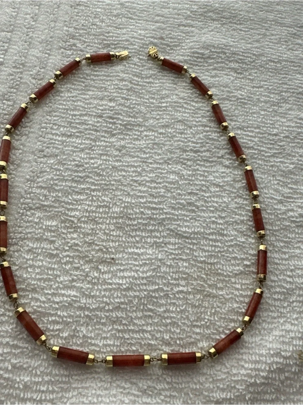 Gold-Tone Red Coral Tube Necklace - 14k